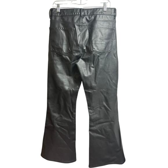 American Eagle Stretch Super High Rise Black Faux Leather Flare Pants Size 12 - Picture 12 of 12